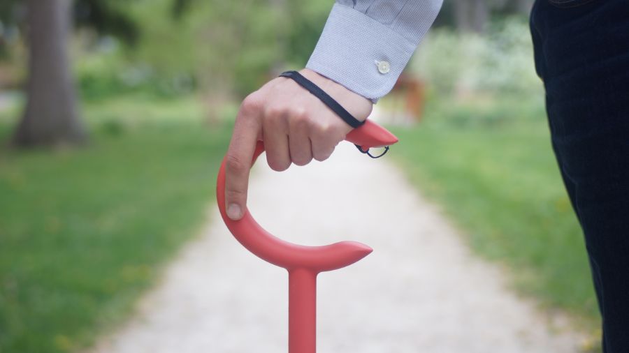 Close up of hand and c-grip handle