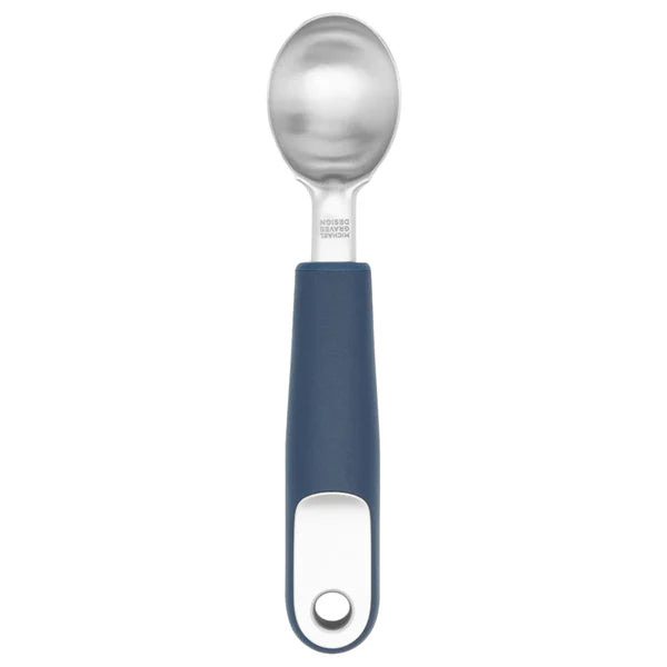Comfortable Grip Stainless Steel Rounded Ice Cream Scoop, Indigo