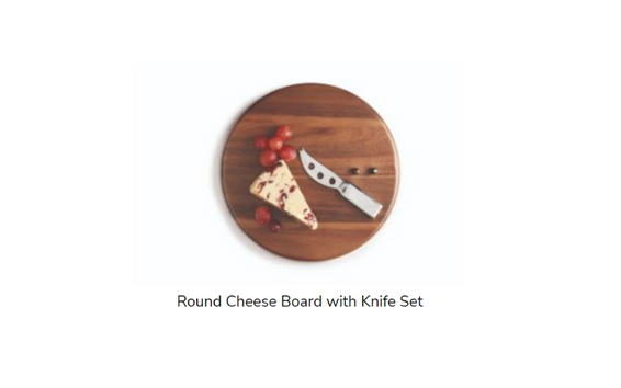 round cheese board with knife set