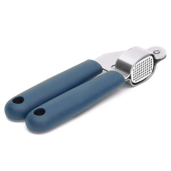 Comfortable Grip Stainless Steel Garlic Press, Indigo