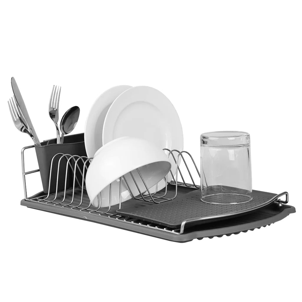 Satin Finish Steel Wire Compact Dish Rack, Black