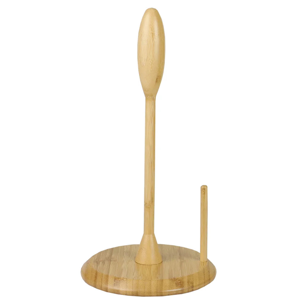 Freestanding Bamboo Paper Towel Holder with Side Bar, Natural