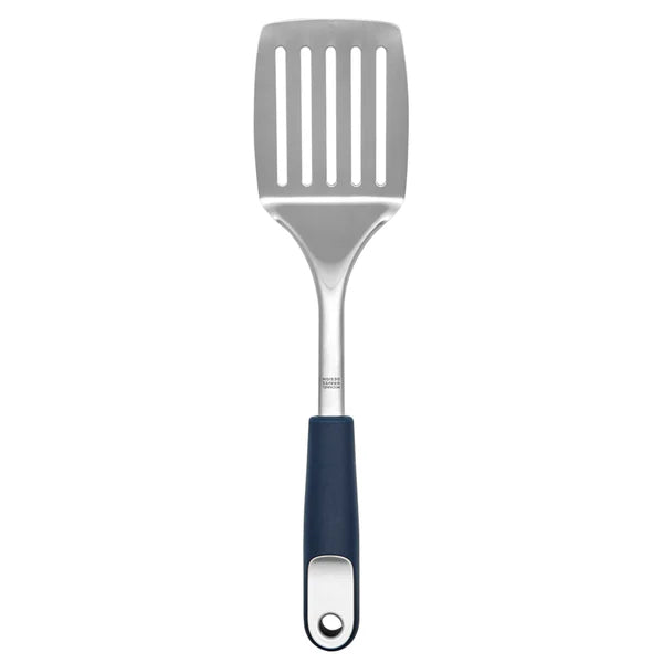 Comfortable Grip Stainless Steel Slotted Spatula, Indigo