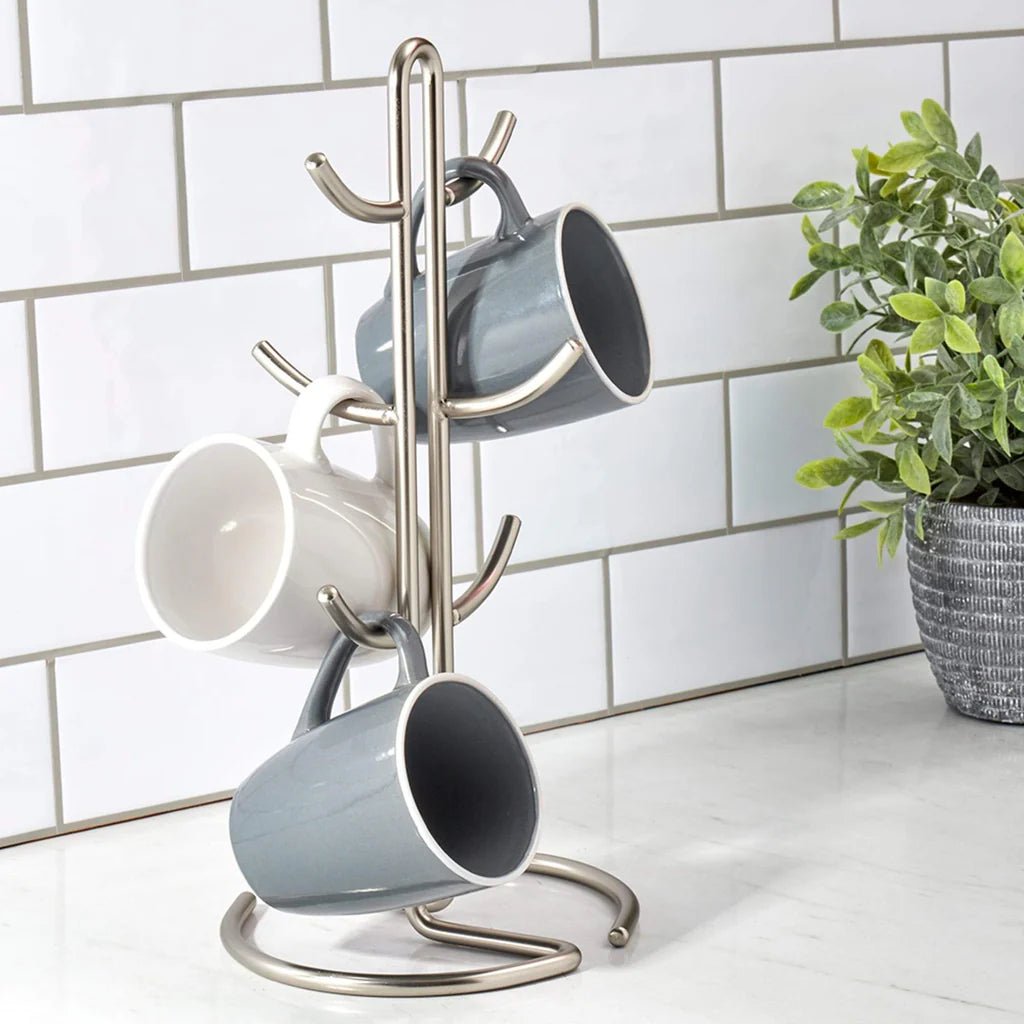 Simplicity 6 Hook Steel Mug Tree, Satin Nickel