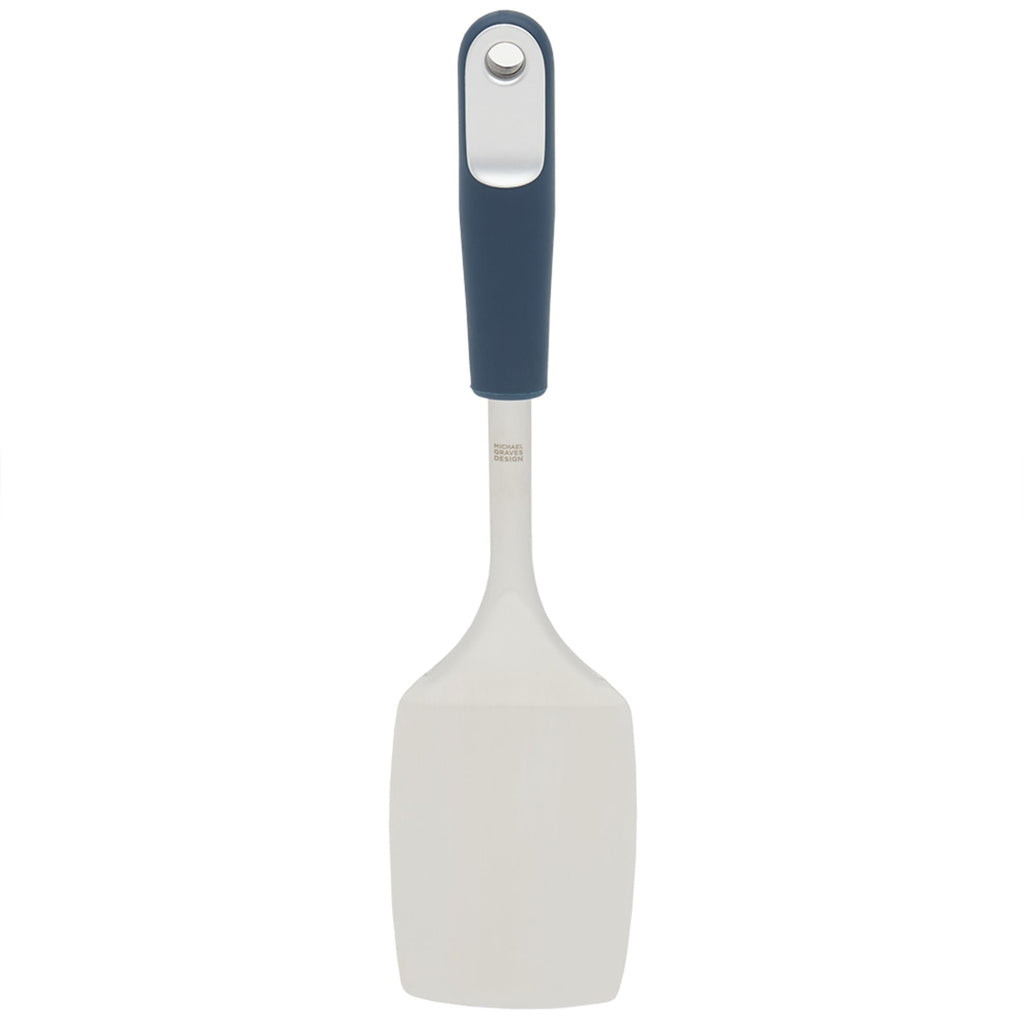 Michael Graves Design Comfortable Grip Stainless Steel Slotted Spatula,  Indigo, FOOD PREP