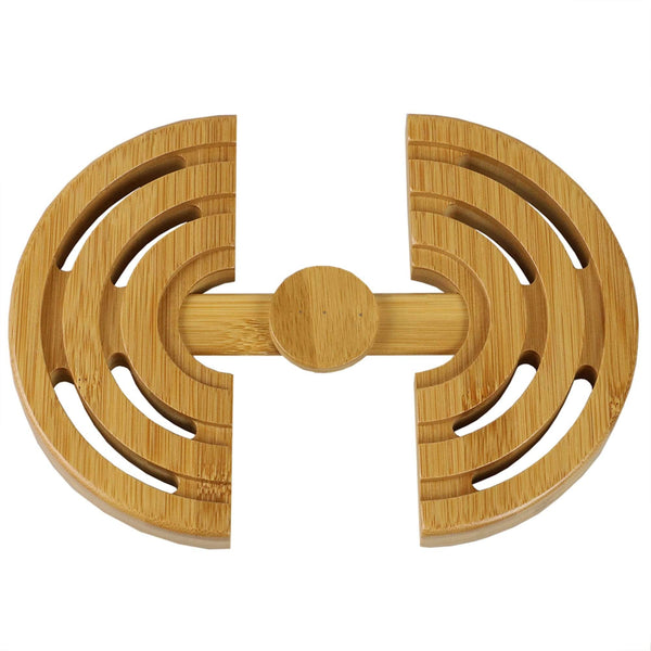 Expandable Slatted Round Bamboo Trivet, Natural