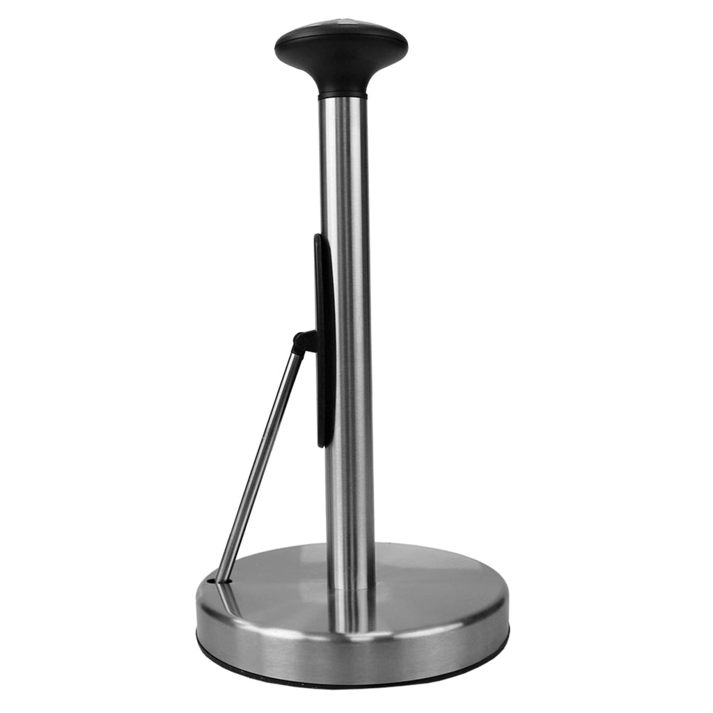 Easy Tear Tension Arm Freestanding Stainless Steel Paper Towel Holder, Silver