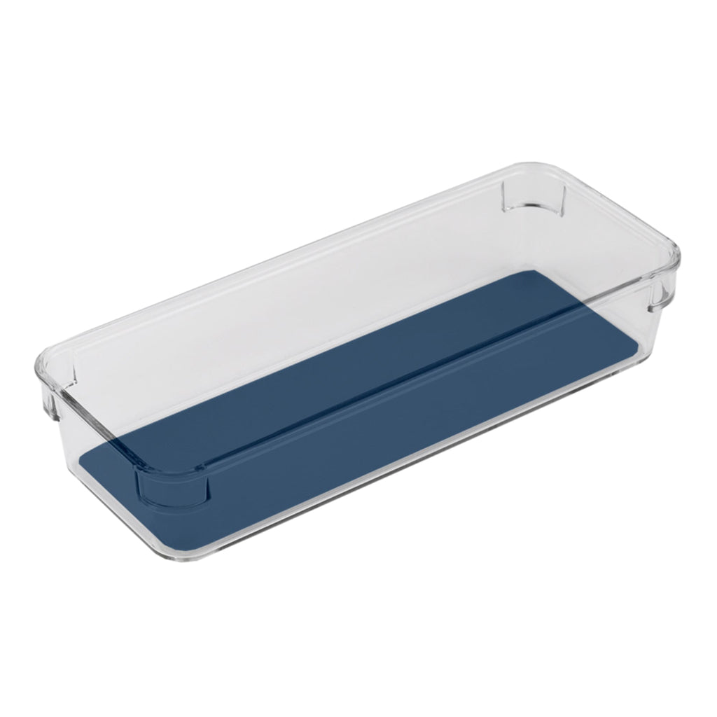 Michael Graves Design 14.75 x 4.25 Fridge Bin with Indigo Rubber Lining, KITCHEN ORGANIZATION