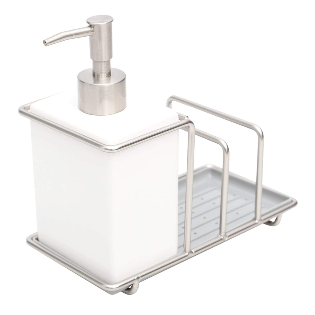 Michael Graves Design Steel Kitchen Sink Caddy Station with 10 Ounce  Ceramic Soap Dispenser, Satin Nickel, KITCHEN ORGANIZATION