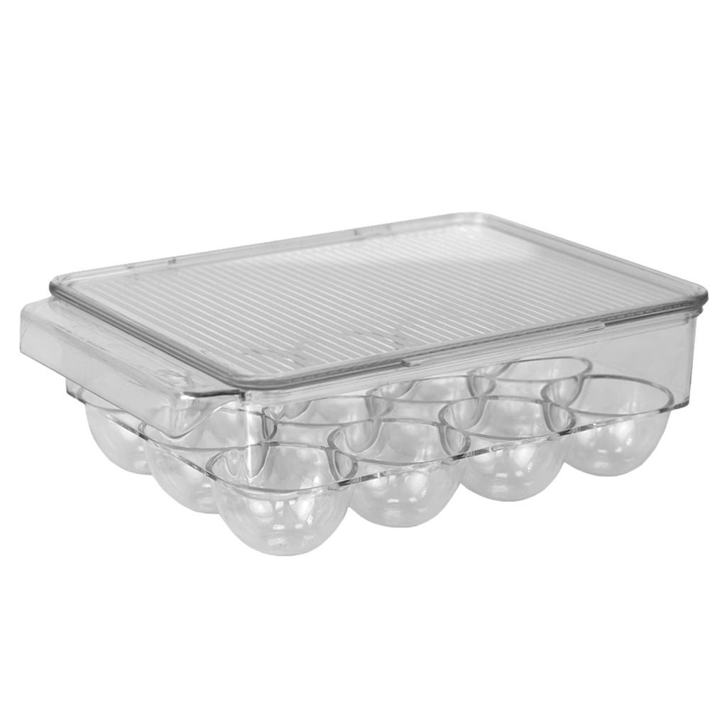 Stackable 12 Compartment Plastic Egg Container with Lid, Clear