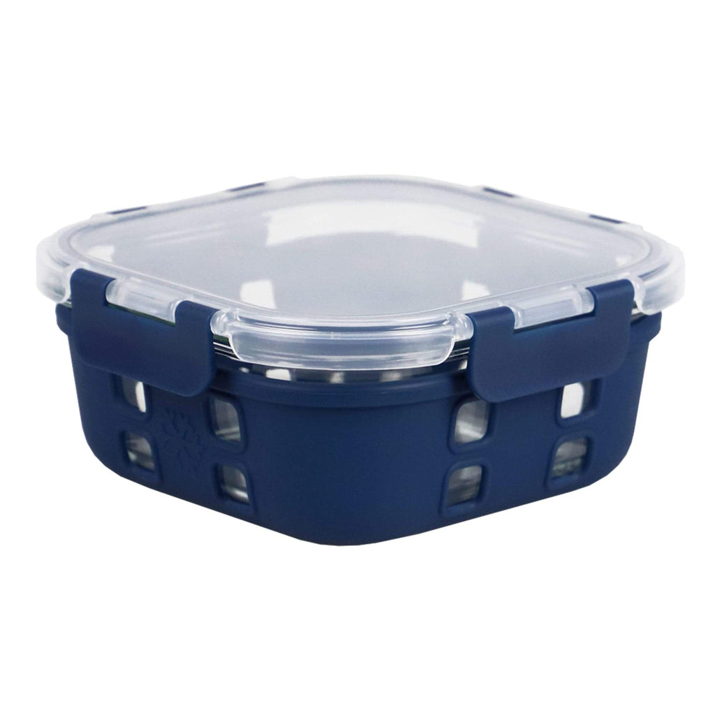 Michael Graves Design 27 Ounce High Borosilicate Glass Square Food Storage  Container with Indigo Rubber Seal, FOOD PREP