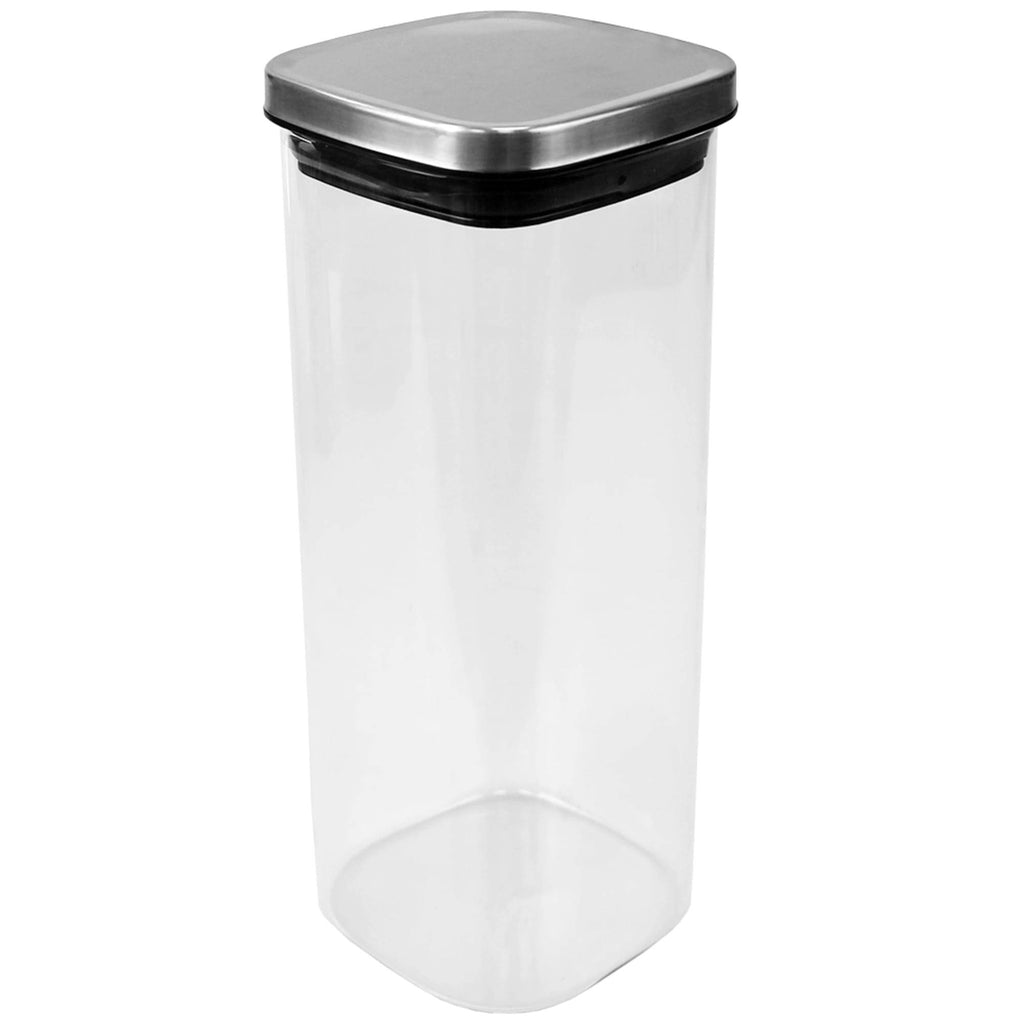 X-Large 64 Ounce Square Borosilicate Glass Canister with Stainless Steel Top