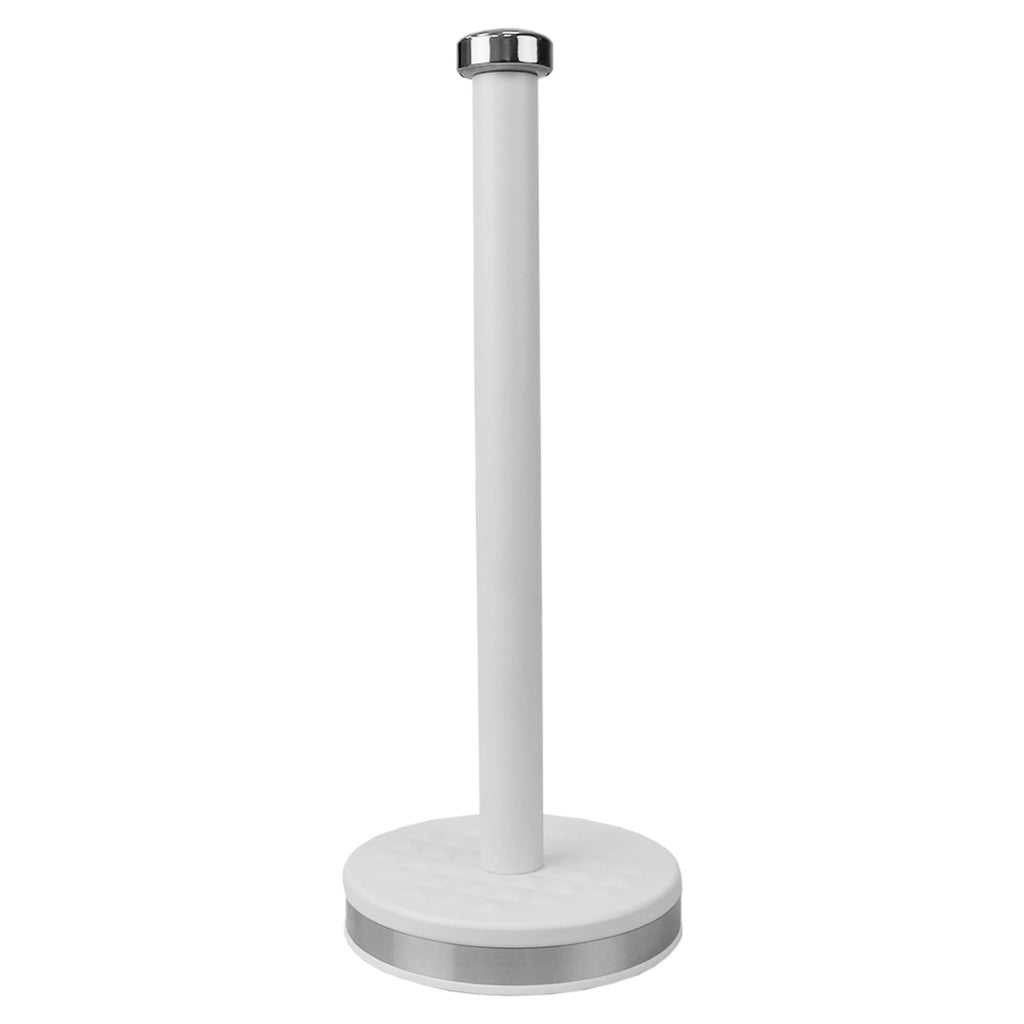 Soho Freestanding Tin Paper Towel Holder with Easy Twist On Finial, White