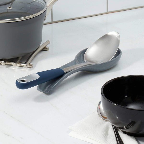 Comfortable Grip Stainless Steel Solid Spoon, Indigo