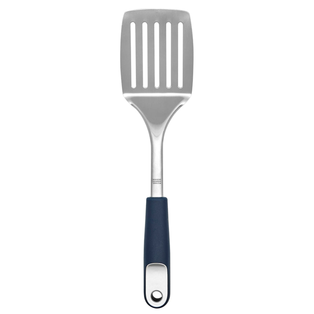 Comfortable Grip Stainless Steel Slotted Spatula, Indigo