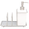 Steel Kitchen Sink Caddy Station with 10 Ounce Ceramic Soap Dispenser, Satin Nickel